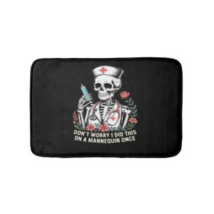 Nurse Skeleton Joke Humor Halloween Essential T-Sh Bath Mat