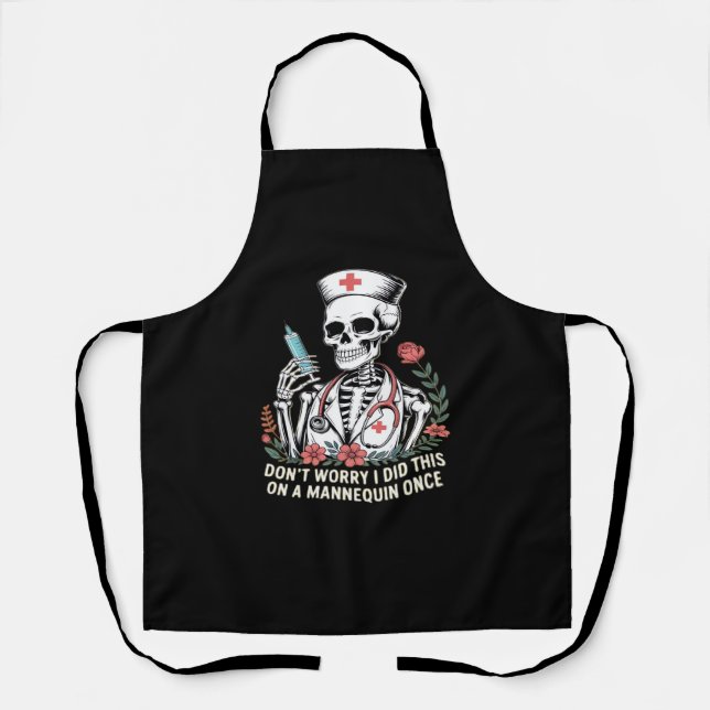 Nurse Skeleton Joke Humour Halloween Essential T-S Apron (Front)