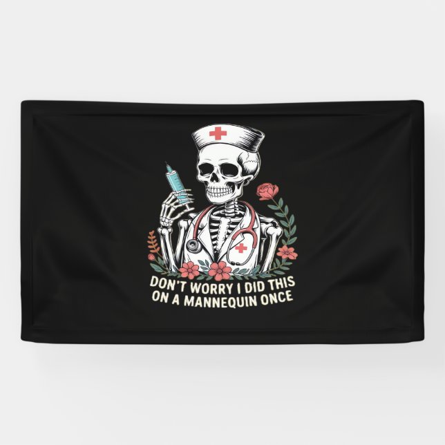 Nurse Skeleton Joke Humour Halloween Essential T-S Banner (Horizontal)