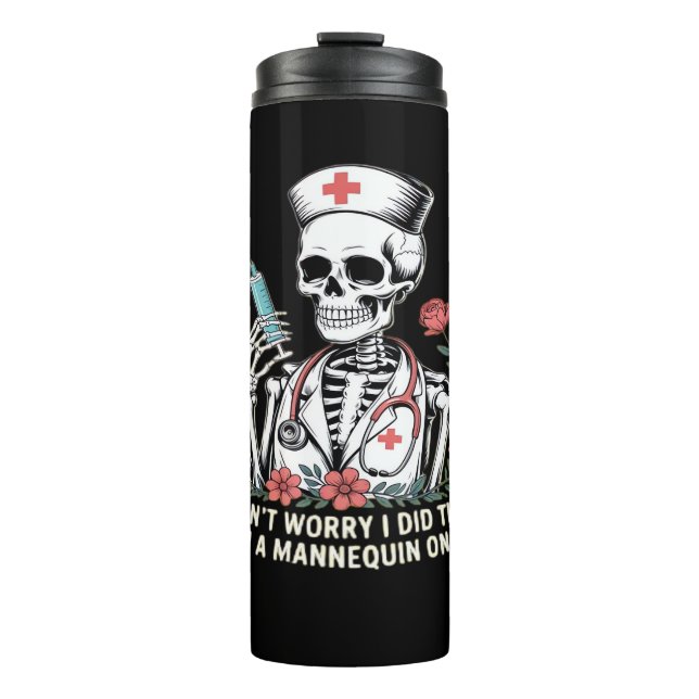 Nurse Skeleton Joke Humour Halloween Essential T-S Thermal Tumbler (Front)