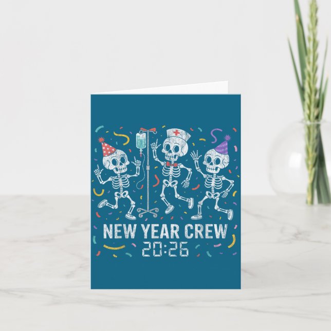 Nurse Skeleton New Year Crew 2026 Funny Er Icu Par Card (Front)