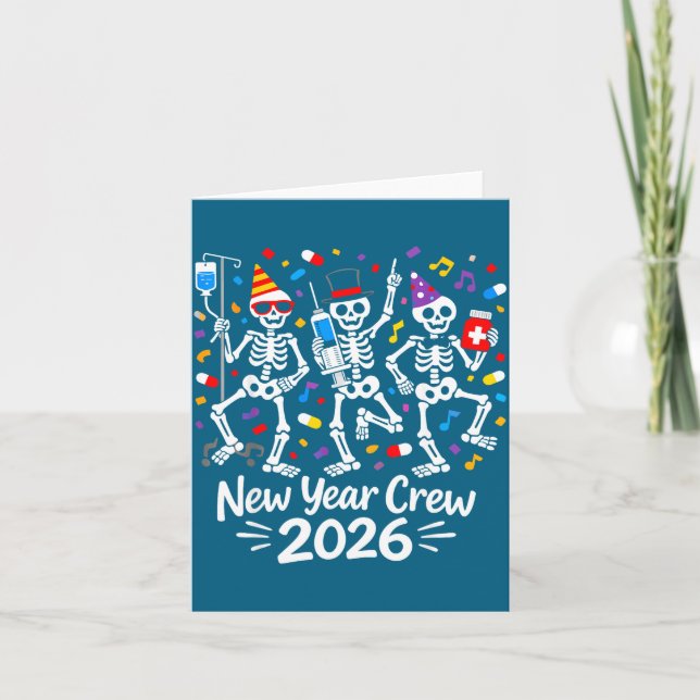 Nurse Skeleton New Year Crew 2026 Funny Er Icu Par Card (Front)