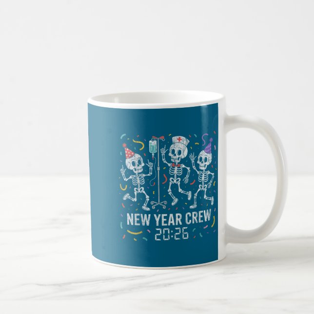 Nurse Skeleton New Year Crew 2026 Funny Er Icu Par Coffee Mug (Right)