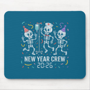 Nurse Skeleton New Year Crew 2026 Funny Er Icu Par Mouse Mat