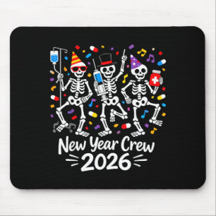 Nurse Skeleton New Year Crew 2026 Funny Er Icu Par Mouse Mat