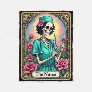 Nurse Skeleton Tarot Card Funny Nursing Nurse Rn L Fleece Blanket