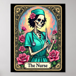 Nurse Skeleton Tarot Card Funny Nursing Nurse Rn L Poster
