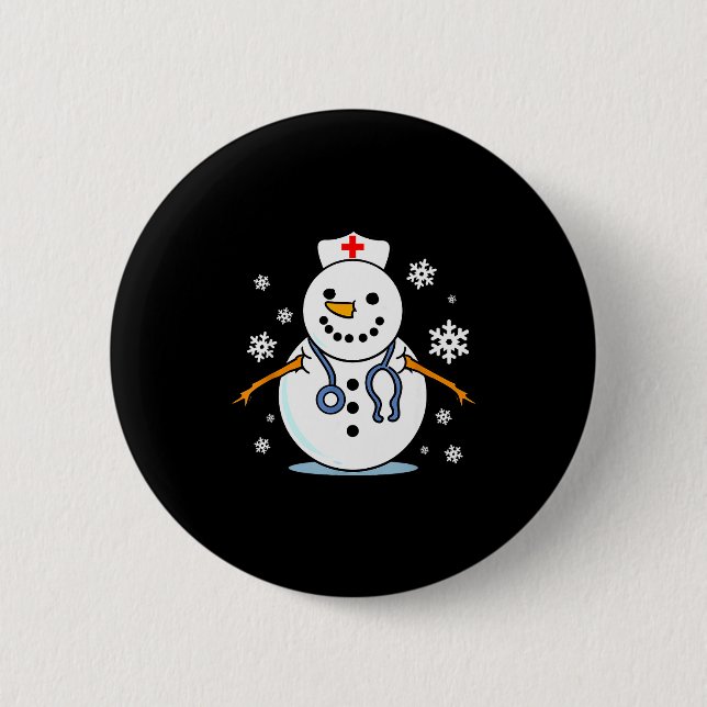 Nurse Snowman Nurse Christmas  6 Cm Round Badge (Front)