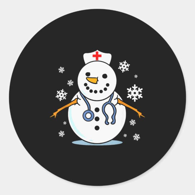 Nurse Snowman Nurse Christmas  Classic Round Sticker (Front)