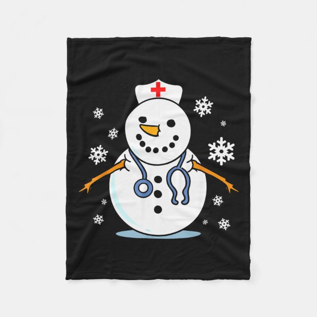 Nurse Snowman Nurse Christmas  Fleece Blanket (Front)