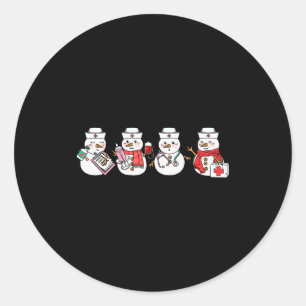 Nurse Snowman Squad Nursing Rn Registered Funny Ch Classic Round Sticker