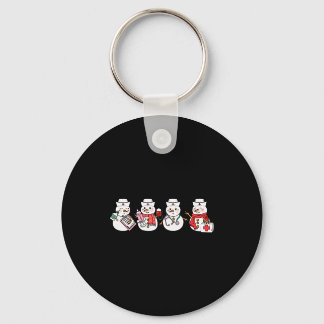 Nurse Snowman Squad Nursing Rn Registered Funny Ch Key Ring (Front)
