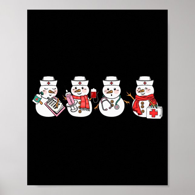 Nurse Snowman Squad Nursing Rn Registered Funny Ch Poster (Front)