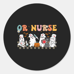 Nurse Spooky Ghost Halloween Cute Nursing Costume  Classic Round Sticker