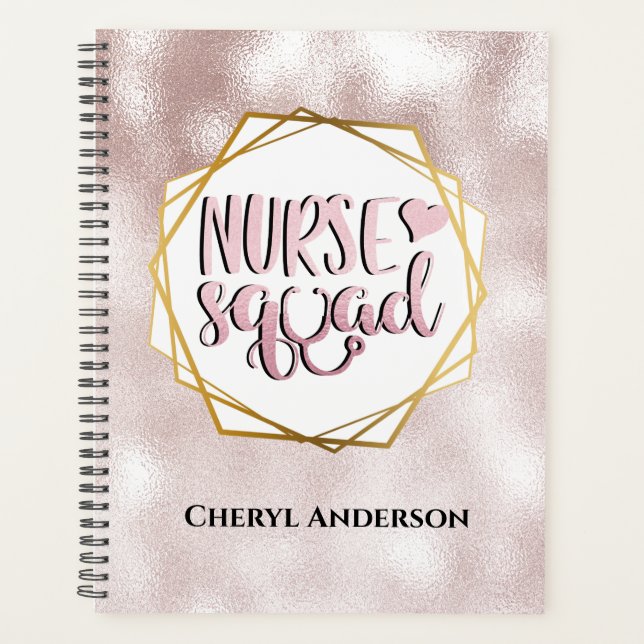 Nurse squad DIY name pink pearl shimmer sparkle Planner (Front)