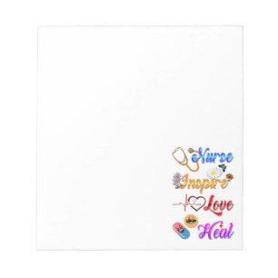 Nurse Stationery Inspire Love Heal Med Therapist Notepad