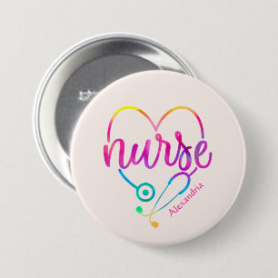 Nurse Stethoscope 7.5 Cm Round Badge