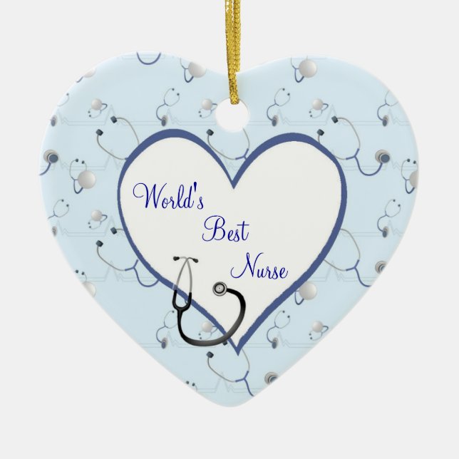 Nurse Stethoscope Christmas Heart Ornament (Front)