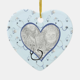 Nurse Stethoscope Christmas Heart Photo Ornament