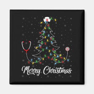 Nurse Stethoscope Christmas Tree Lights Funny Nurs Magnet