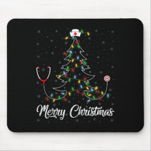 Nurse Stethoscope Christmas Tree Lights Funny Nurs Mouse Mat