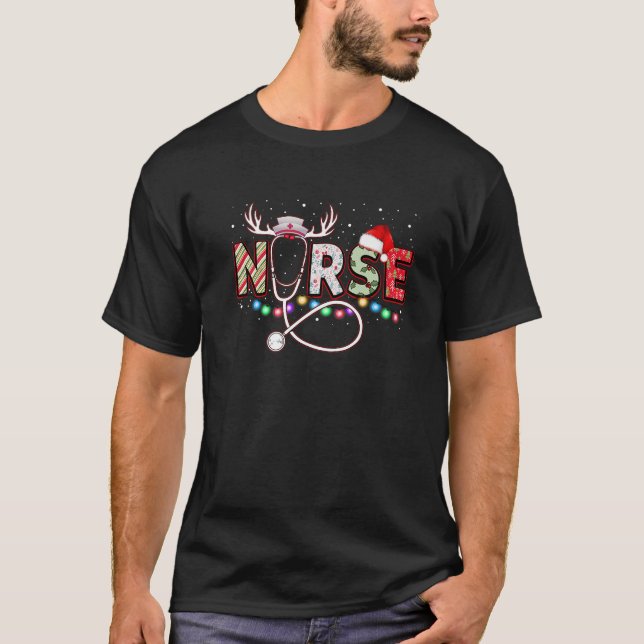 Nurse Stethoscope Christmas Tree Ornaments Decor P T-Shirt (Front)