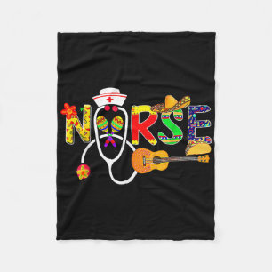 Nurse Stethoscope Cinco De Mayo Fiesta Taco Mexica Fleece Blanket