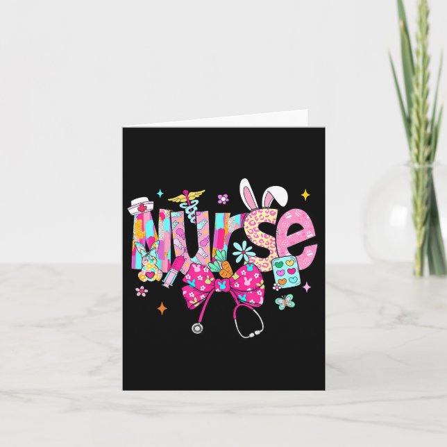 Nurse Stethoscope Cute Coquette Bow Stethoscope Nu Card (Front)