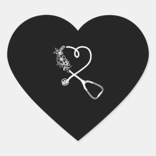 Nurse Stethoscope Flower Heart Sticker