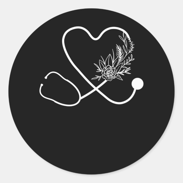 Nurse Stethoscope Flower Hospital Classic Round Sticker (Front)