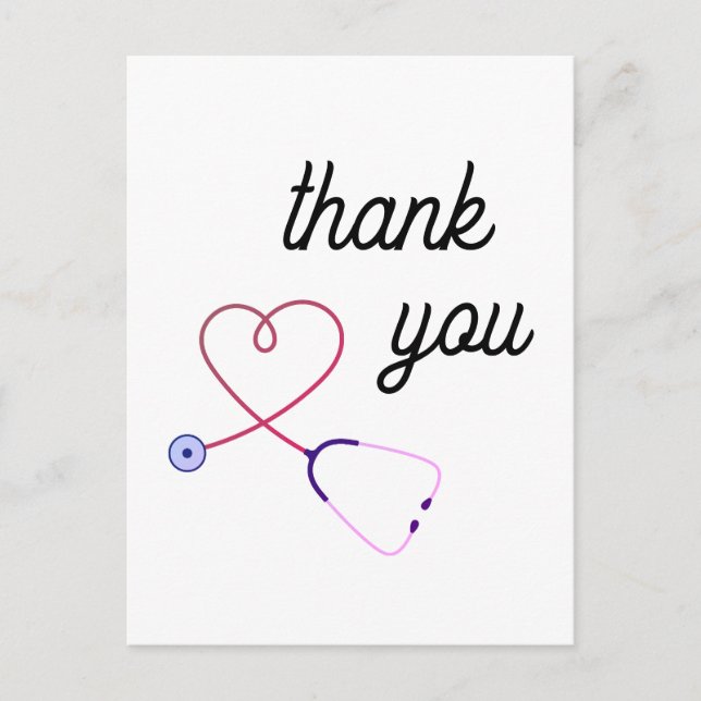 nurse stethoscope heart healthcare Thank You card (Front)