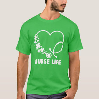 Nurse Stethoscope Heart Loves St. Patrick's Day Lu T-Shirt