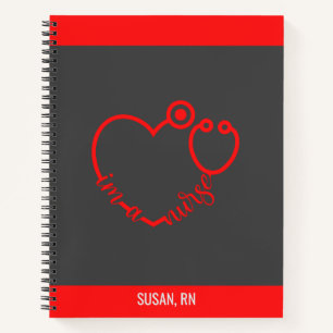 Nurse Stethoscope Heart Modern Personalised Name Notebook