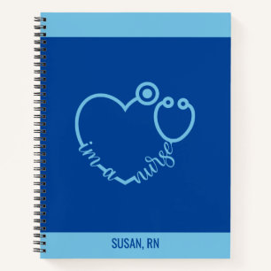 Nurse Stethoscope Heart Modern Personalised Name Notebook