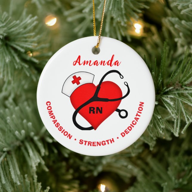 Nurse Stethoscope Heart Nurse Hat Ornament (Tree)