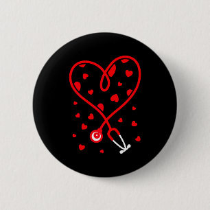 Nurse Stethoscope Heart Valentine's Day Nursing  6 Cm Round Badge