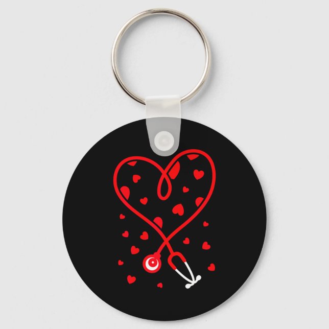 Nurse Stethoscope Heart Valentine's Day Nursing  Key Ring (Front)