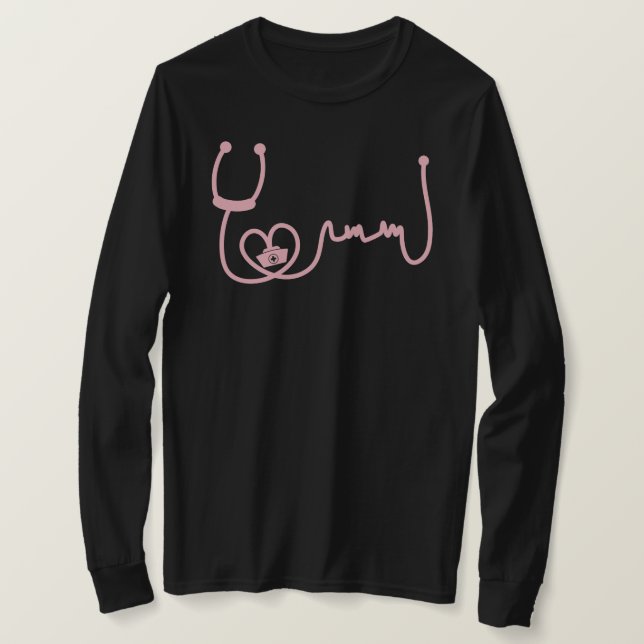 Nurse Stethoscope Heartbeat T-Shirt (Design Front)