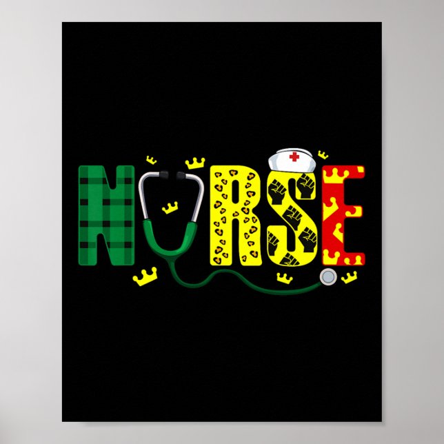 Nurse Stethoscope Juneteenth Melanin Pride African Poster (Front)
