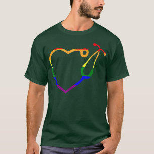 Nurse Stethoscope LGBT-Q Rainbow Gay Pride Ally RN T-Shirt