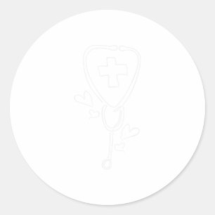 Nurse Stethoscope Line Art LPN CNA LVN Classic Round Sticker