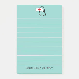 Nurse Stethoscope Medical Teal Personalised Post-it Notes
