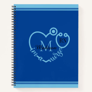 Nurse Stethoscope Modern Personalise Monogram Name Notebook