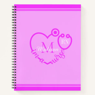 Nurse Stethoscope Modern Personalize Monogram Name Notebook