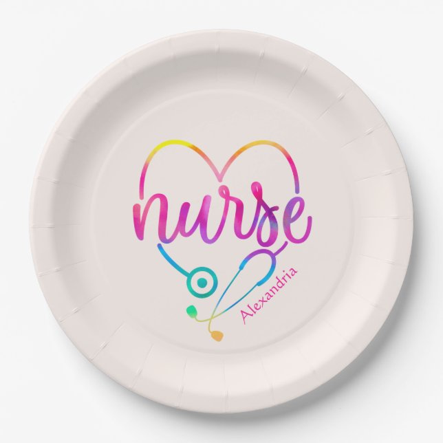 Nurse Stethoscope Paper Plate (Front)