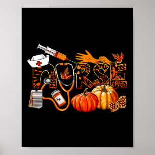 Nurse Stethoscope Thankful Nurse Fall Nursing  Poster