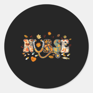 Nurse Stethoscope Thanksgiving Autumn Fall Yall Classic Round Sticker