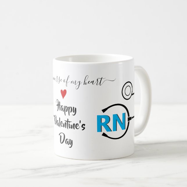 Nurse stethoscope Valentines day blue RN Coffee Mug (Front Right)