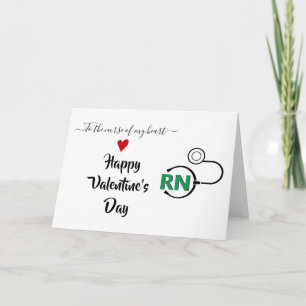 Nurse stethoscope Valentines day green RN Card