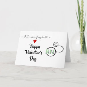 Nurse stethoscope Valentines day mint green RN Card